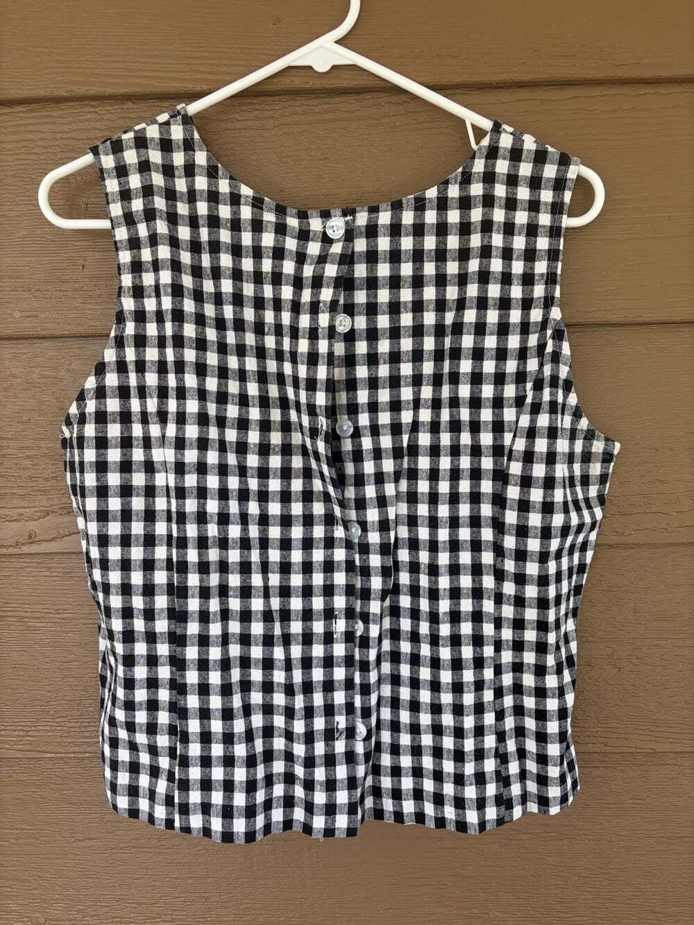 Stephanie Andrews XL Gingham Check Linen-Cotton Top